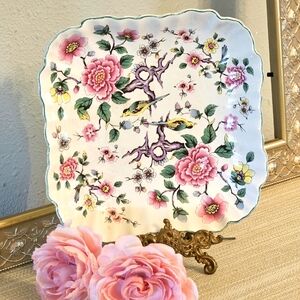 Old Foley James Kent Ltd Staffordshire England Chinese Rose Square Plate